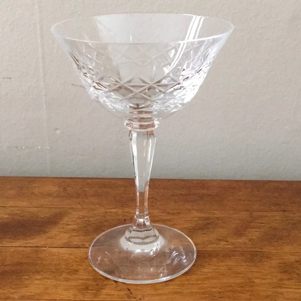 4 Vintage Crystal Sherbert Stems Pet Food Dishes Small Chips